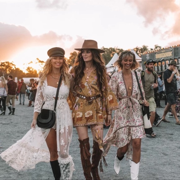 Boho Floral Print Kimono Belted Beach Cover up - Picture 2 of 14